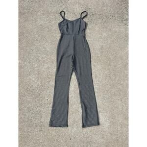 New Urban Outfitters Jumpsuit Women Size XS Black White Gingham Sleeveless Zip